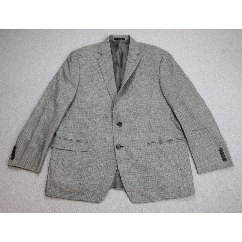 Lauren Ralph‎ Lauren Blazer Mens 44R Gray Plaid 2 Button Wool Silk